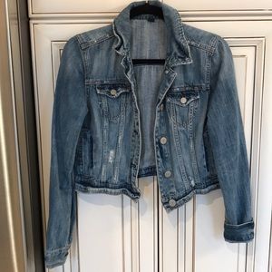Cropped distressed jean jacket